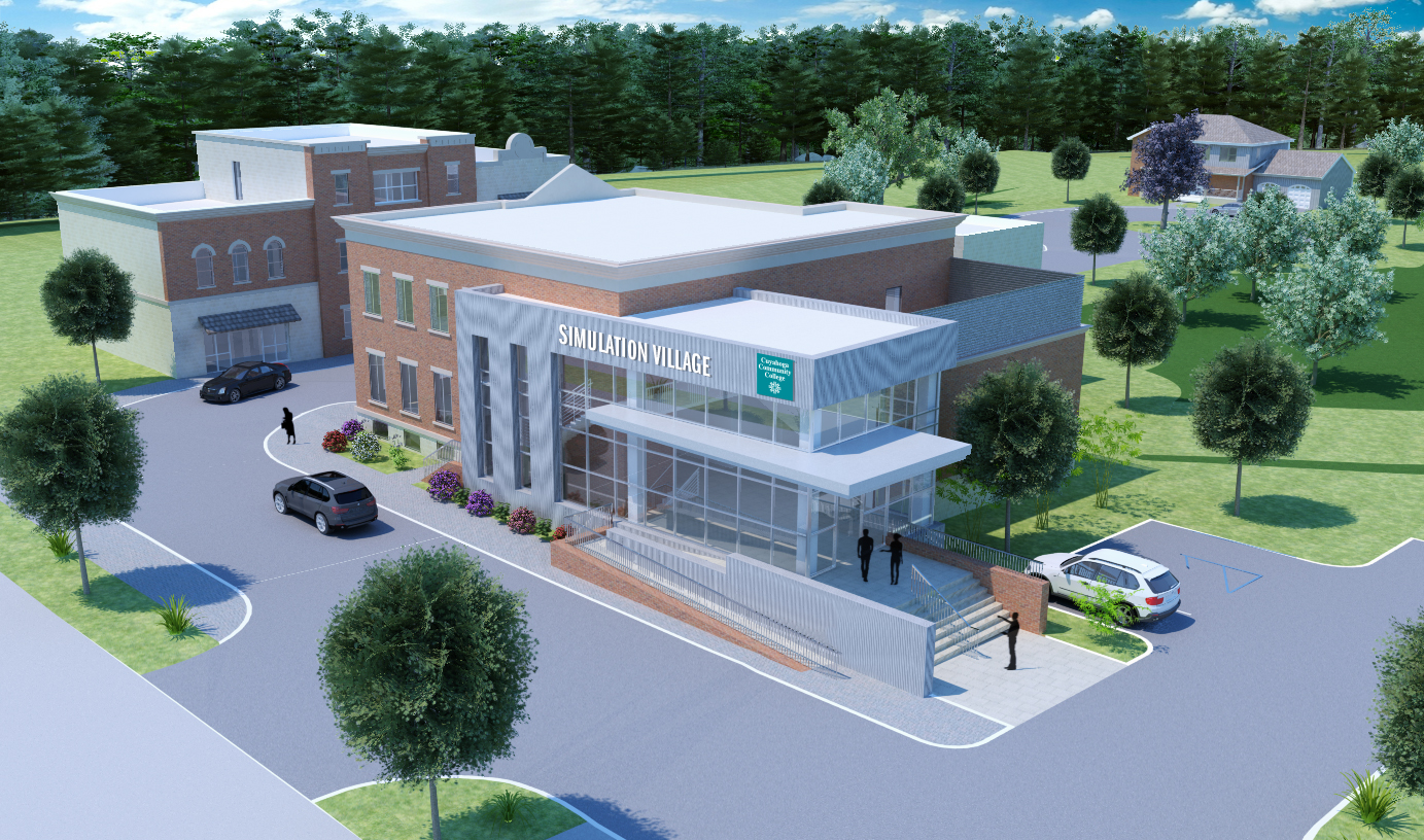 A rendering of Tri-C's Simulation Village at the KeyBank Public Safety Training Center