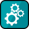 Technical Requirements icon - a graphic illustration of three interlocking gears