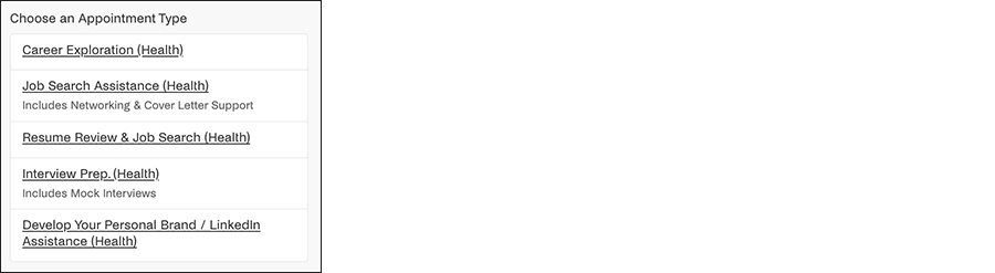 Appointment type options