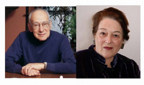 Portraits of Robert and Joanne Lewis, each wearing dark simple clothing