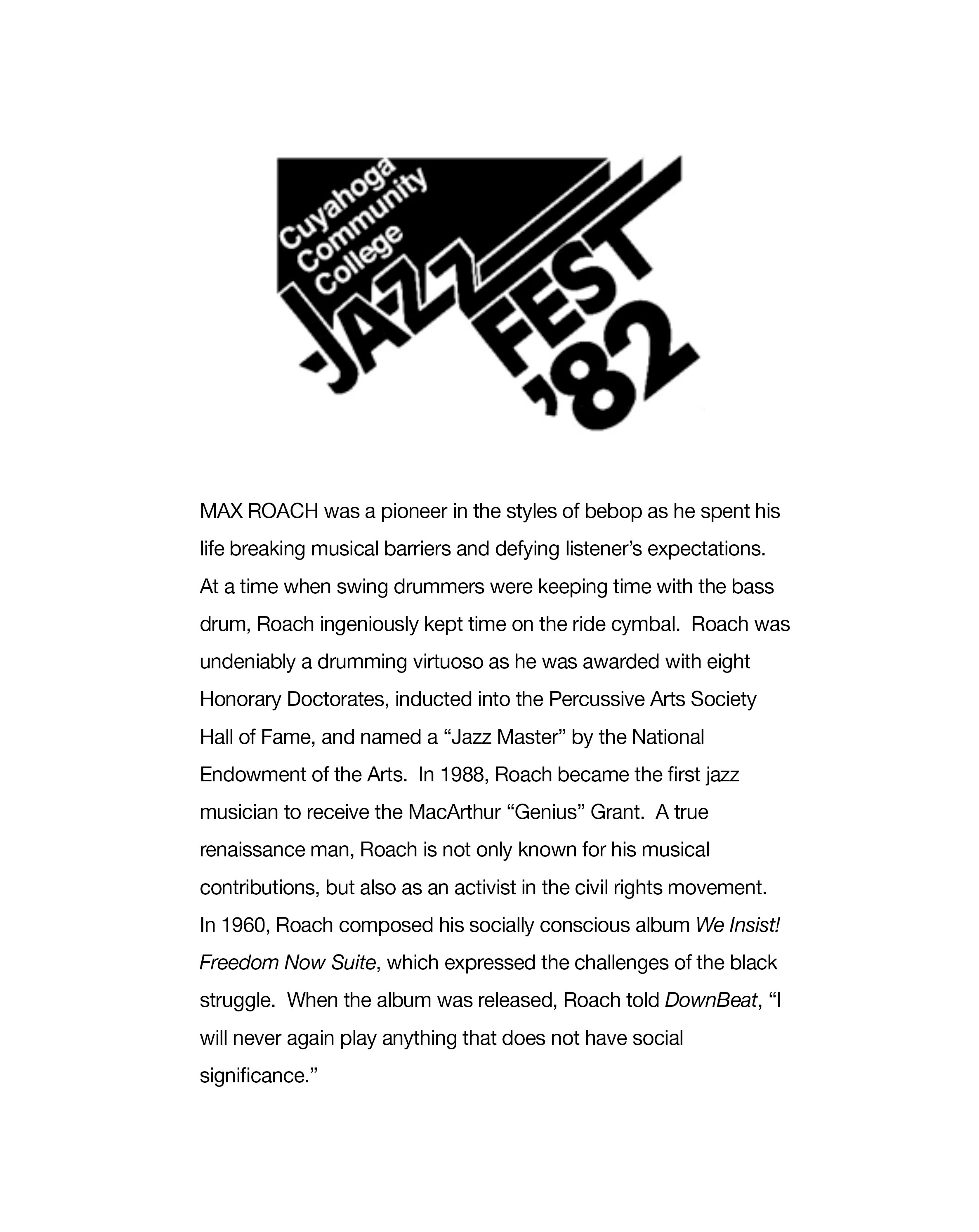 Max Roach Program Bio