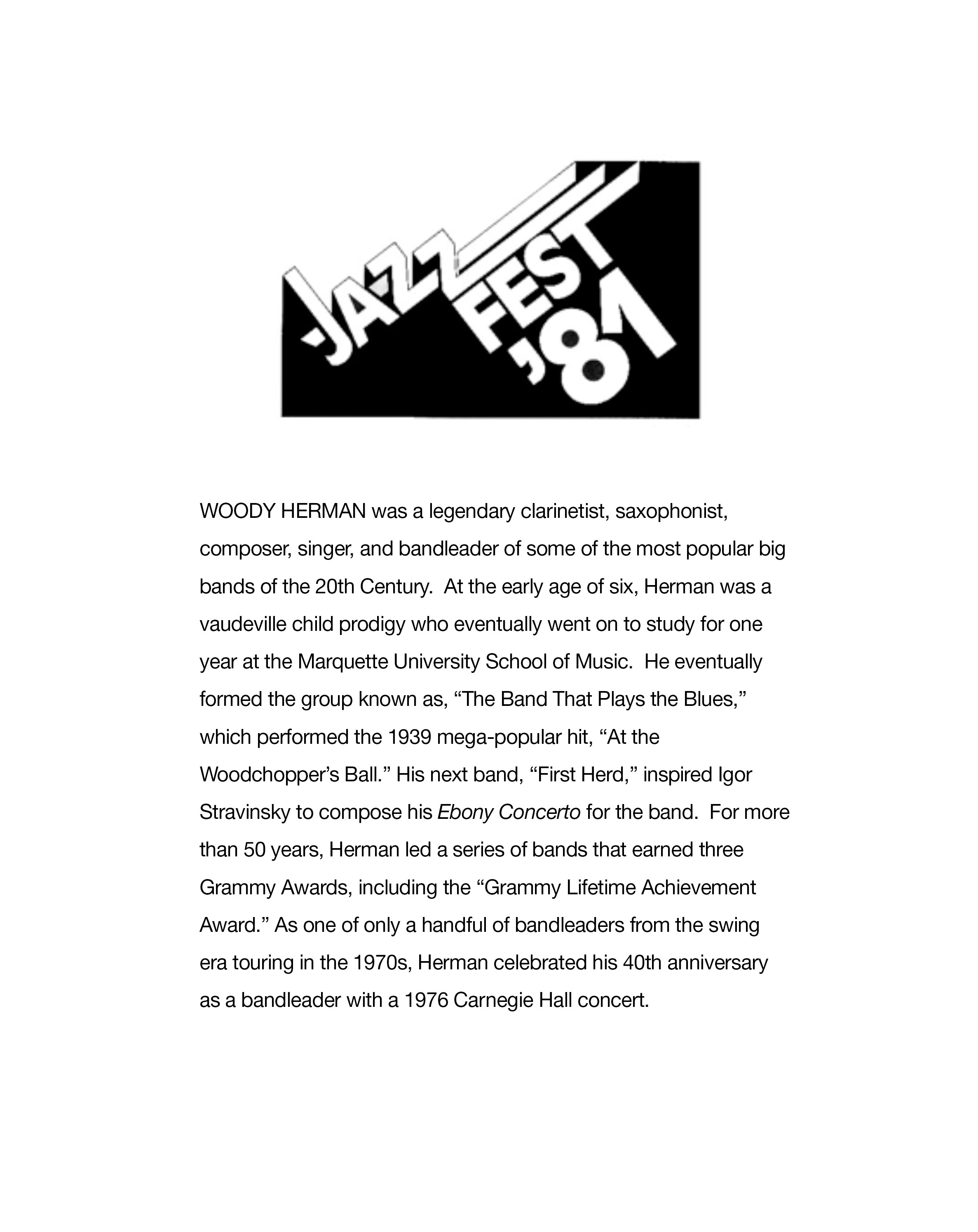 Woody Herman Program Bio
