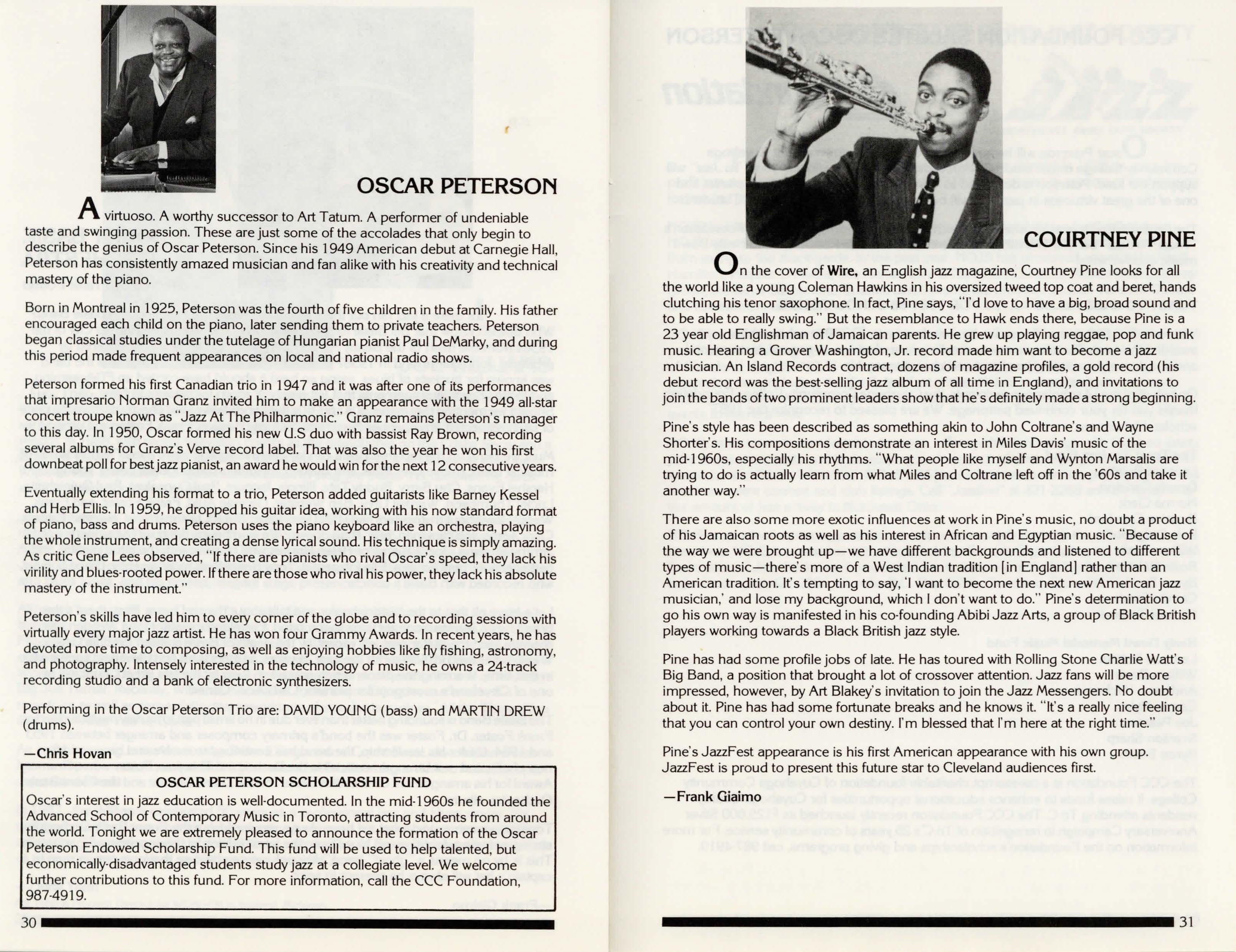 Oscar Peterson Program Bio