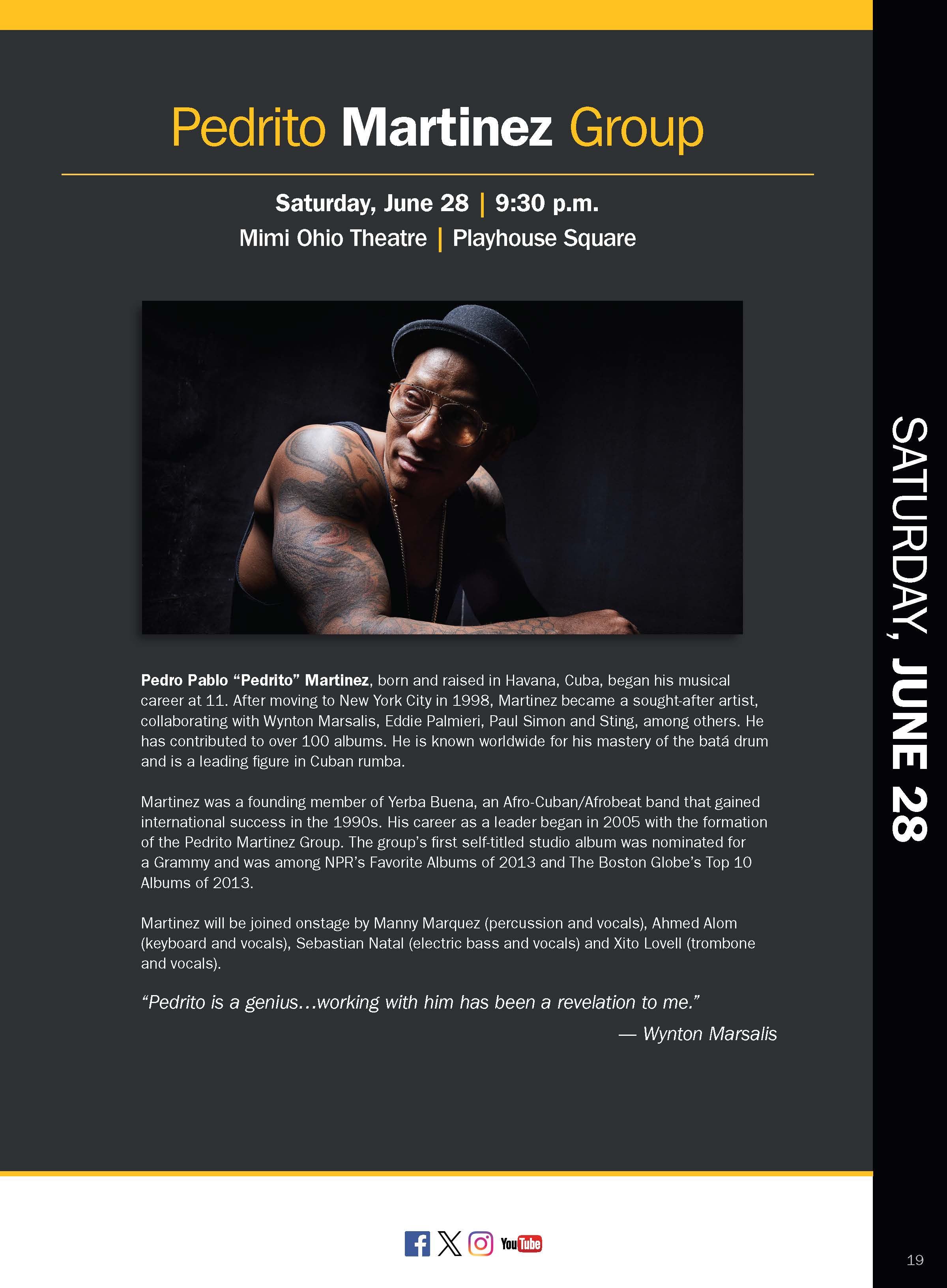 Pedrito Martinez biography from the JazzFest program