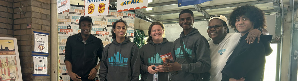 Students smiling at the West Side Market