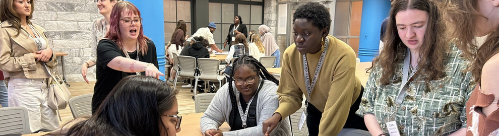 Students working on a project together