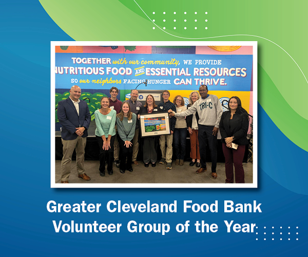 Graphic with image of Tri-C Helping Hands faculty volunteer group