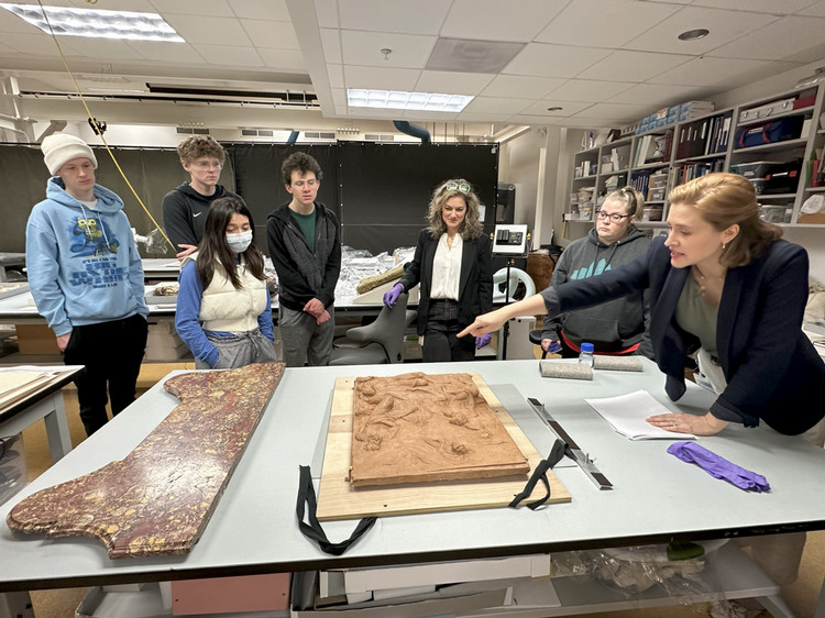 Students in a art collection room