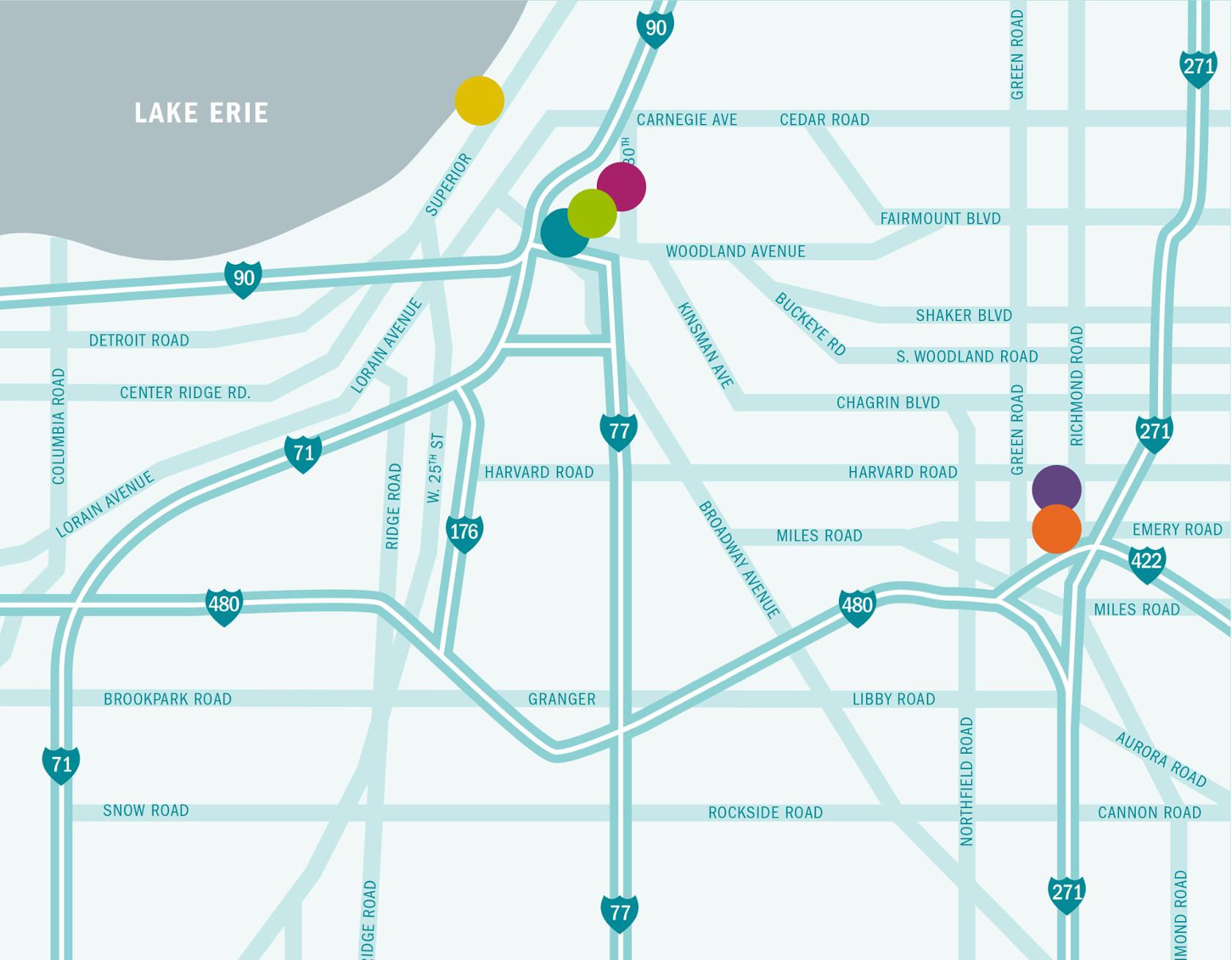 Map of facility locations