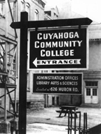 First Cuyahoga Community College sign from 1963