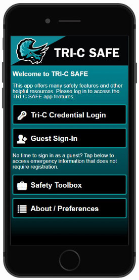 Tri-C Safe app on a phone