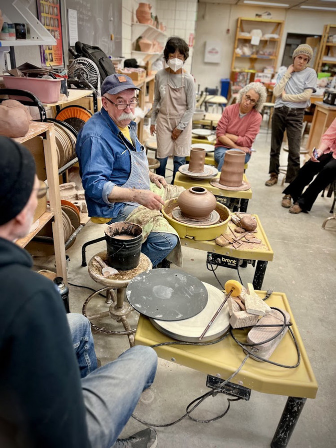 Students in pottery class