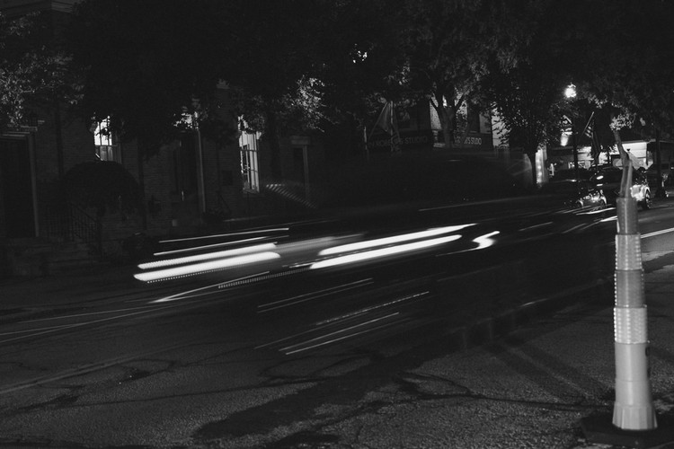 Photograph of street at night