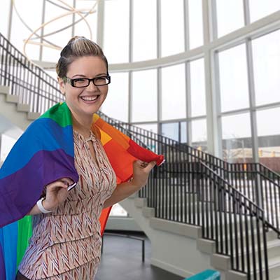 Woman with Rainbow Flag