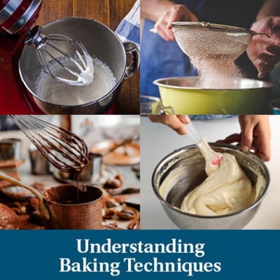 4 images of baking techniques
