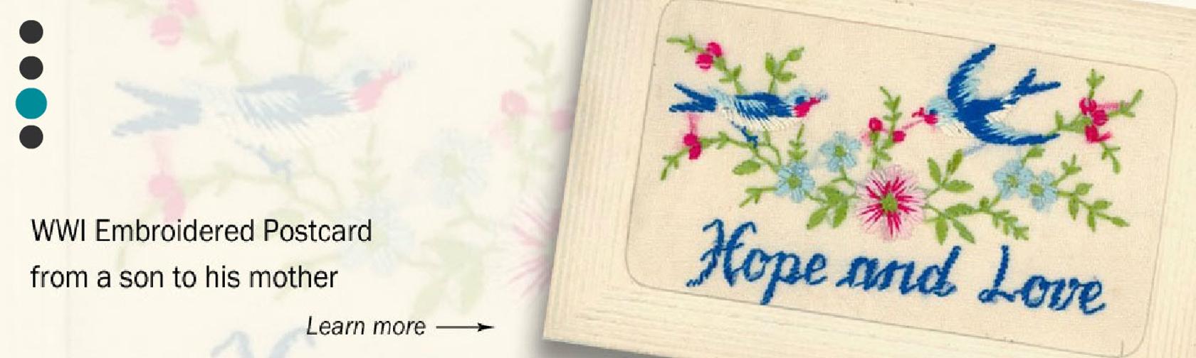 Embroidered postcard