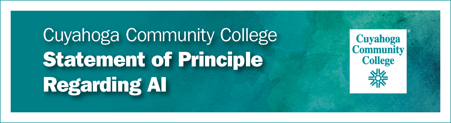 Cuyahoga Community College Statement of Principle Regarding AI and Tri-C logo