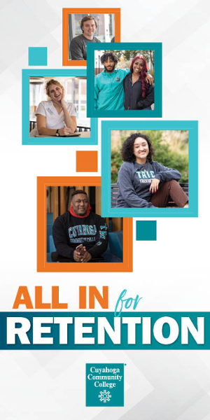 All in for Retention graphic with five images of Tri-C students