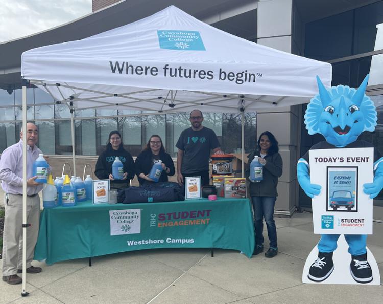 Westshore Campus team members ready to top off windshield washer fluid