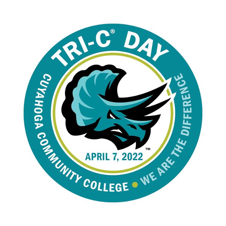 Tri-C Day is April 7, 2022 with Stomp Triceratops logo