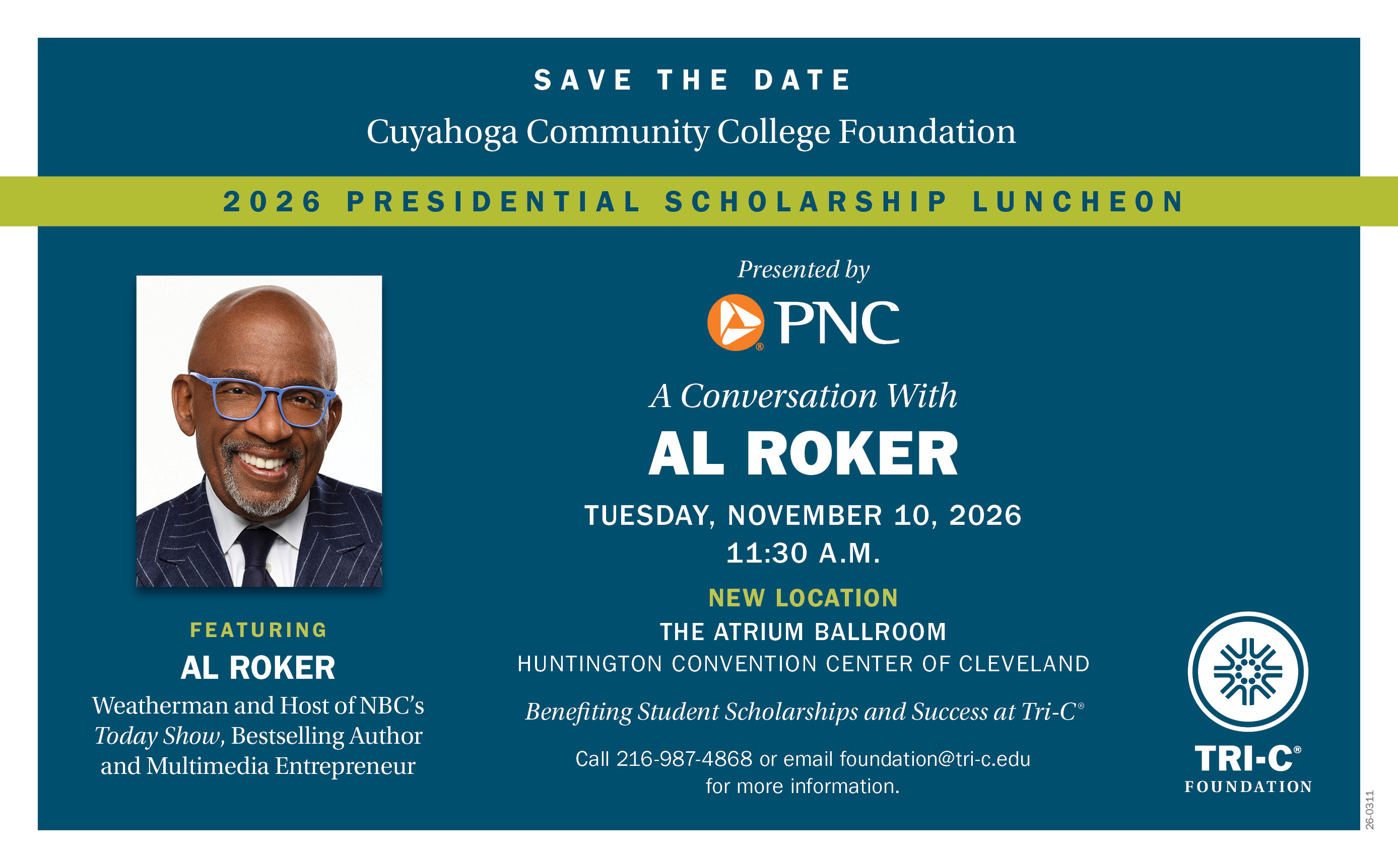 Save the date image for 2026 Presidential Scholarship Luncheon