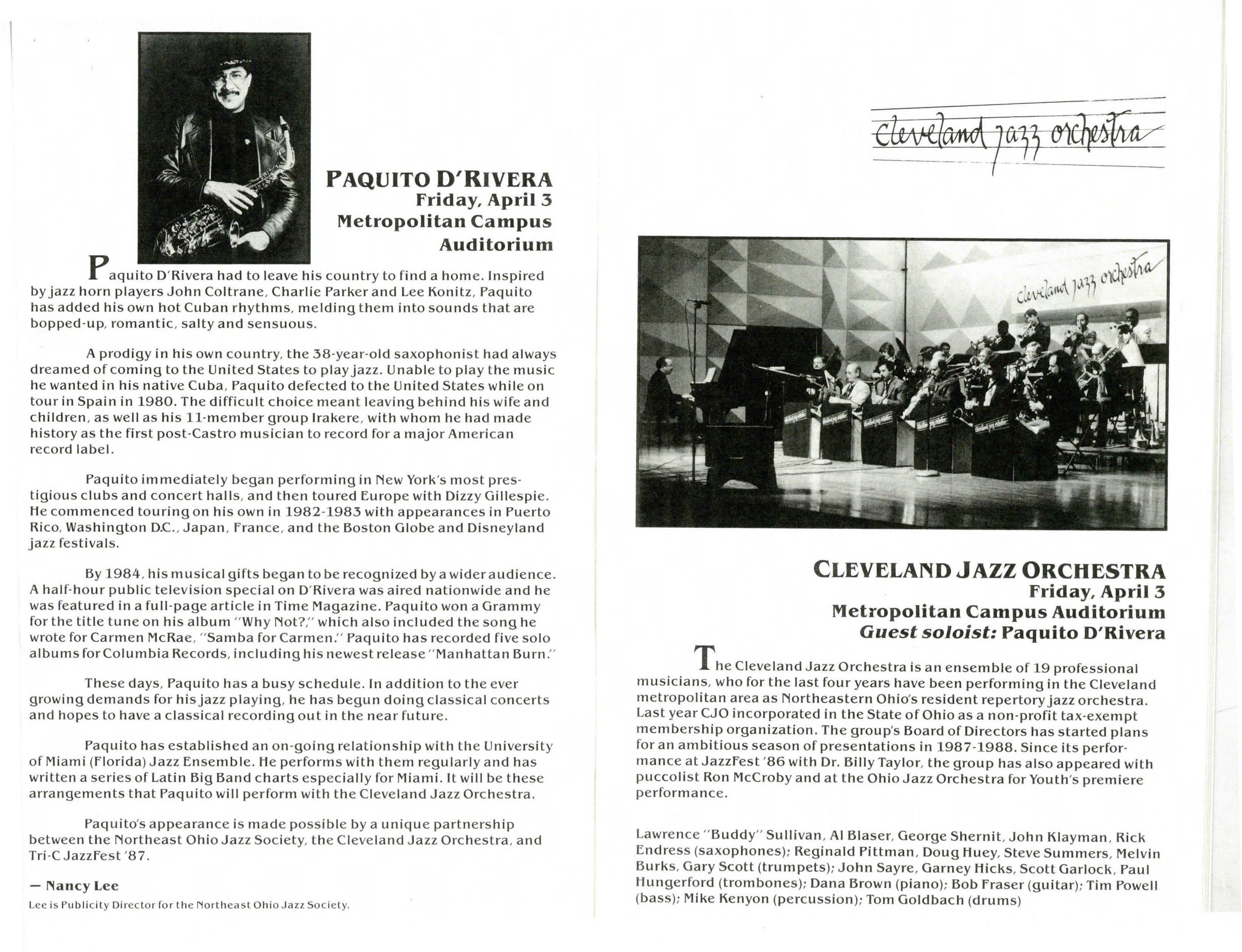 Paquito D'Rivera Program Bio