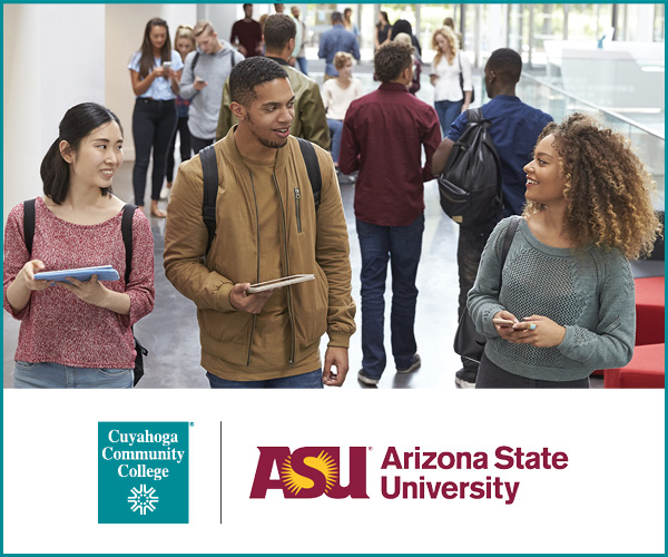 Image of students with Tri-C and Arizona State University logos