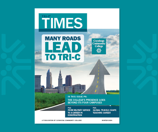 A graphic wof the cover of the Winter 2024 issue of Tri-C Times 