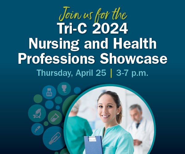 Graphic with information on the Nursing and Health Professions Showcase