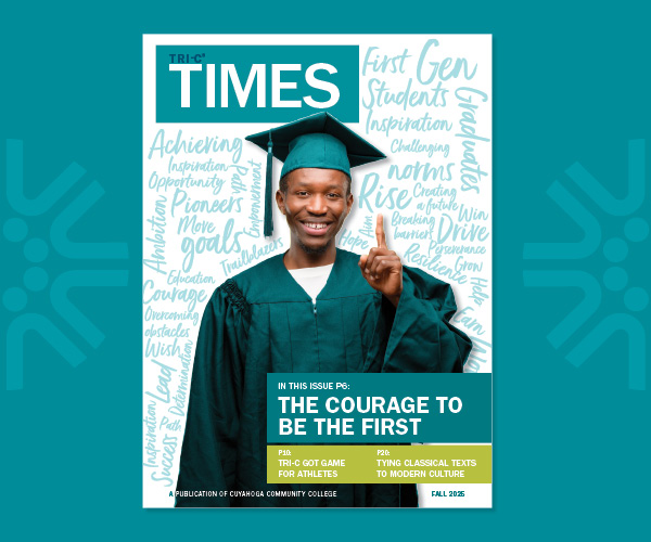Graphic with image of Fall 2025 Tri-C Times Magazine