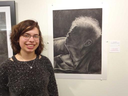 April Graham with her award-winning drawing.