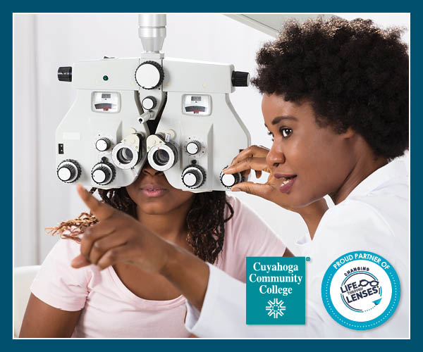 Photo of two individuals in an eye examination
