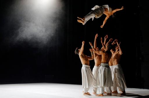 Performers with the all-male French dance company Cie Hervé Koubi .