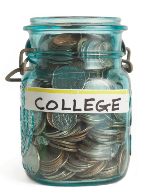 Jar will with coins and the word college on the front