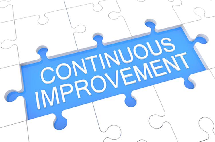 Puzzle with "continuous improvement" in the center piece