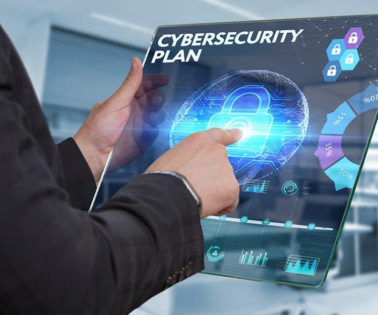 Graphic with the words "cybersecurity plan"