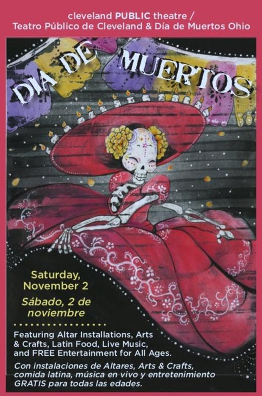 Poster for Cleveland's 15th annual Día de Muertos (Day of the Dead) Festival