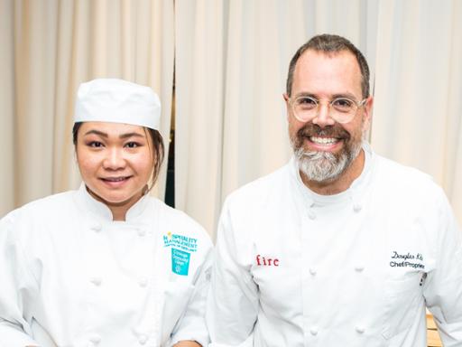 Chef Douglas Katz with a Tri-C culinary student