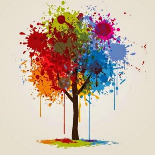 Colorful painting of a tree