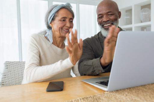 Older adults with a laptop