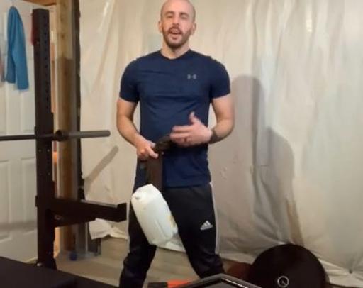 Chris Faciana demonstrating a home workout