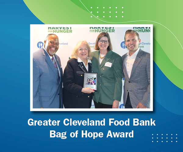 Graphic with image of Tri-C and Greater Cleveland Food Bank executives