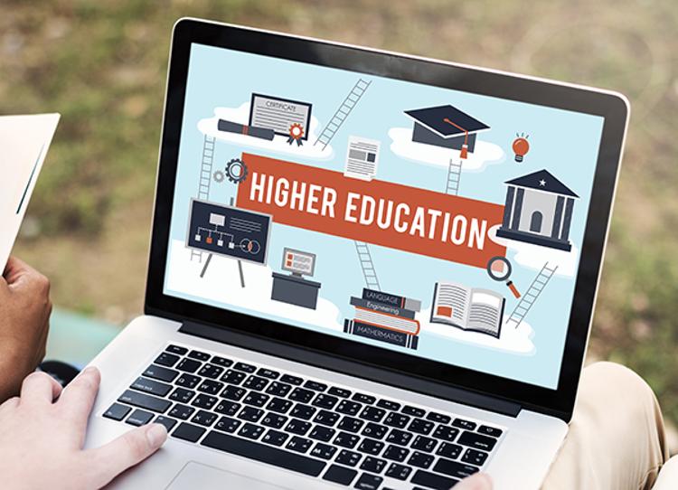 Higher education on laptop screen