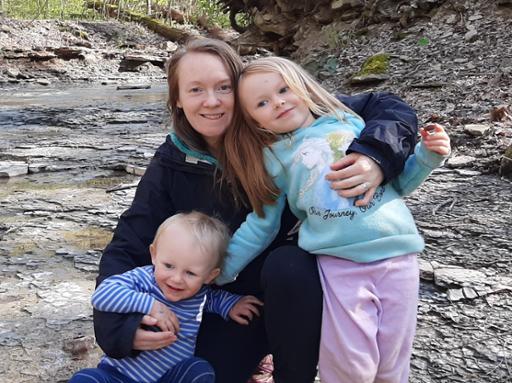 Jill Collins with her daughter, Sylvia, and son, Richard