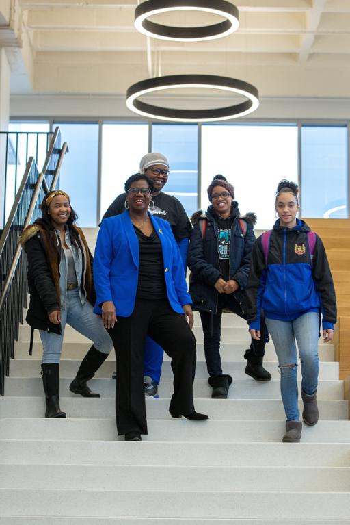 Counselor Linda Lanier with some of her students at Metropolitan Campus.