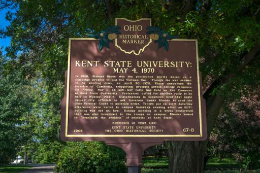 Ohio Historical Marker for May 4, 1970,shootings at Kent State