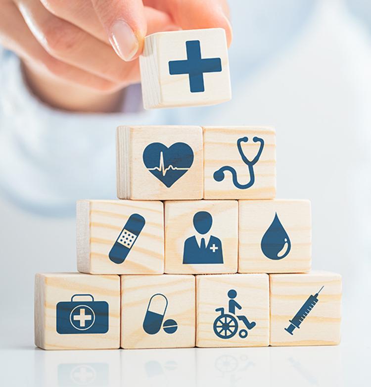 Blocks with medical icons