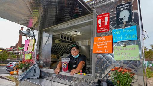 Tri-C grad Nicole Ortiz in her food truck 