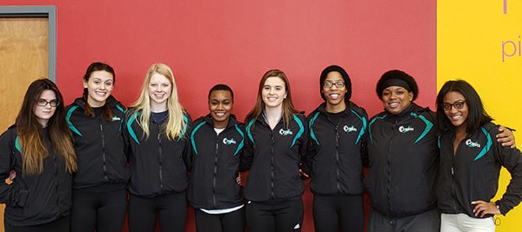 Tri-C national qualifiers (left to right): Emily Zimmerman, Vanessa Lane, Hannah Heath, Kamry Brown, Sierra Taylor, Hope Brown, Artis Sims and Aja Duvall.