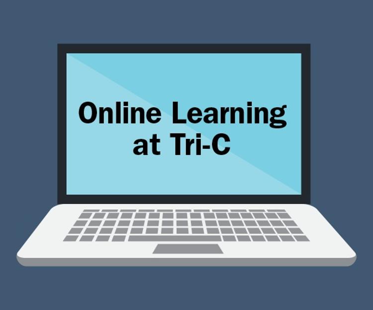 Laptop image, "Online Learning at Tri-C"